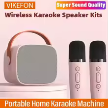 Portable wireless karaoke machine with dual microphones
