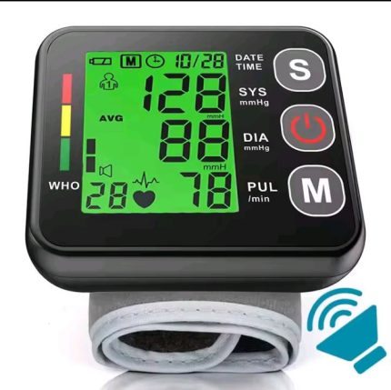 English Voice Medical Digital Wrist Blood Pressure Monitor Heart Rate Pulse Meter Measure Sphygmomanometer LCD Screen Portable